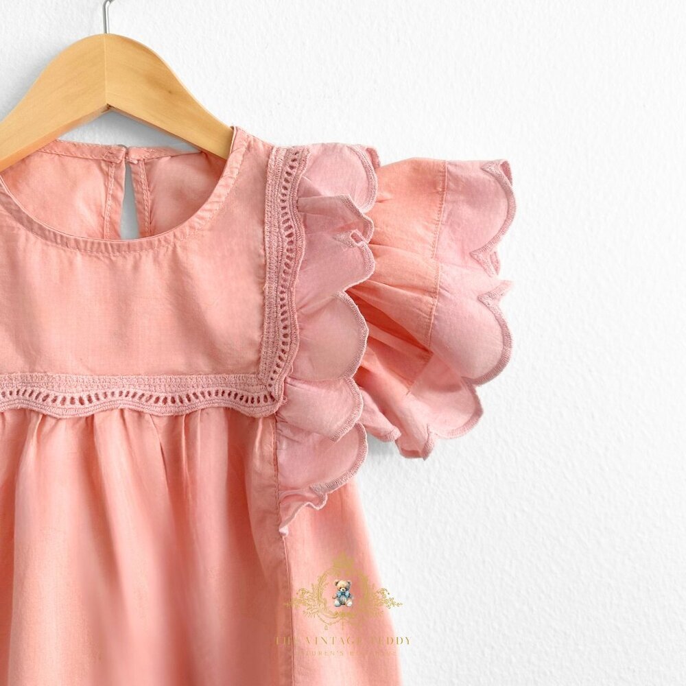 NWT Pretty Girls Blouse Lovely Ruffled Scalloped Cap Sleeves Bohemian Blush 2T - Picture 4 of 5